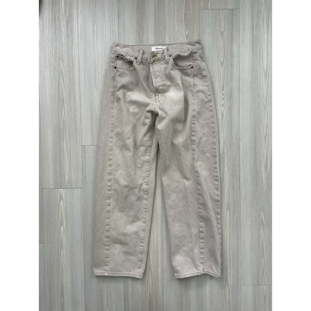 Madewell Women's Beige Light Wash Pieced Barrel-Leg Jeans Button Fly 25x26
